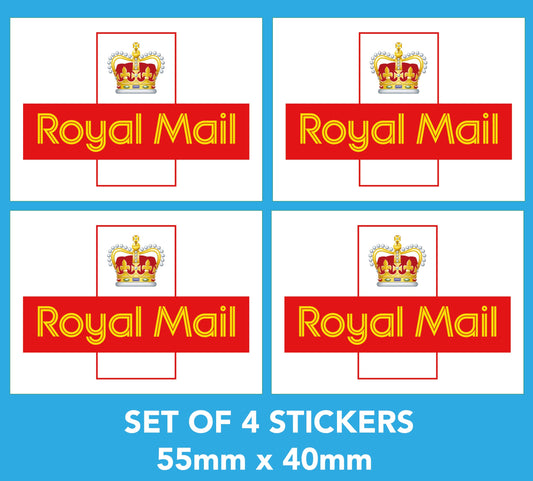 Royal Mail sticker Logo x 4 Self Adhesive Vinyl sticker RM Post postie  55mm x 40mm S123