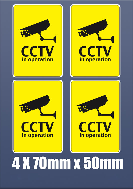 Sticker CCTV in operation x4 Self Adhesive Vinyl Stickers shop office home S52