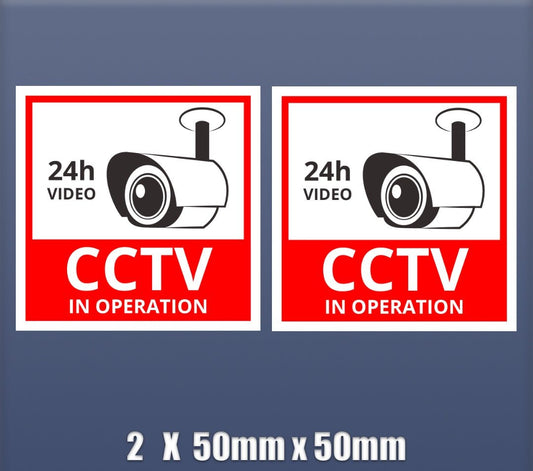 Sticker CCTV Camera Surveillance x 2 Self Adhesive Vinyl home shop garage S104