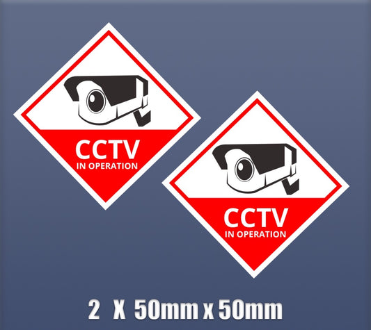 CCTV Sticker Camera Surveillance x 2 Self Adhesive Vinyl home shop garage S103