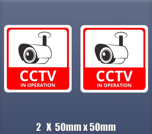 CCTV Sticker Camera Surveillance x 2 Self Adhesive Vinyl home shop garage S107