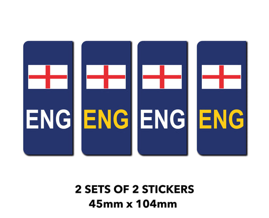 England Flag UK sticker Number Plate Blue car van truck 2 sets 4 stickers S91