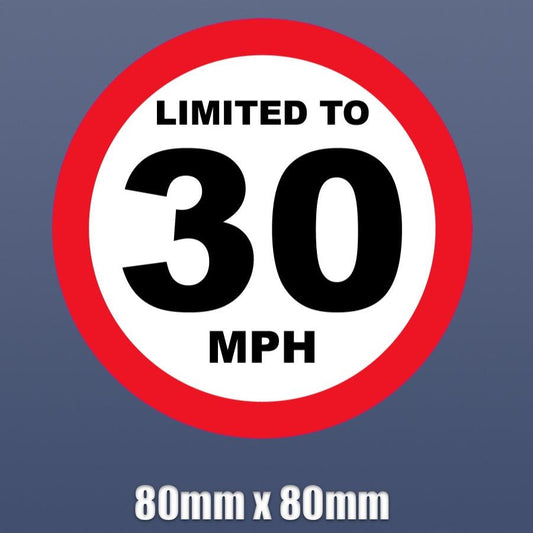 LIMITED TO 30 MPH Vehicle Speed Restriction Car Van Truck Vinyl Sticker 80mm S3