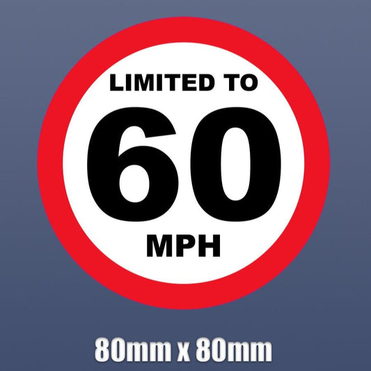 LIMITED TO 60 MPH Vehicle Speed Restriction Car Van Truck Vinyl Sticker 80mm S6