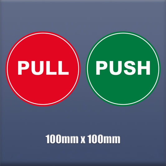 Sticker Push Pull Door Window Vinyl Stickers circle 100mm Red and Green S33