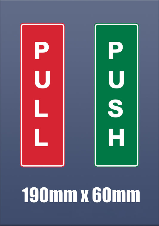 Sticker Push and Pull Door Window Vinyl Stickers set of Red and Green S64