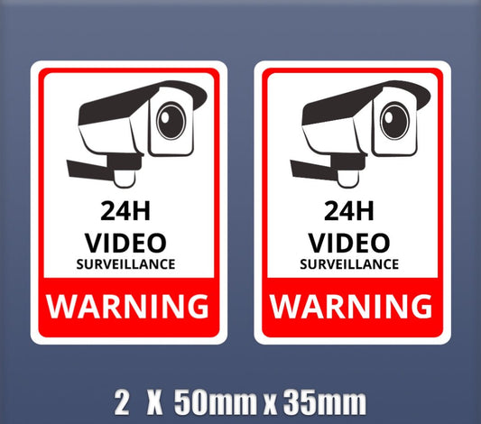 CCTV Sticker Camera Surveillance x 2 Self Adhesive Vinyl home shop garage S108