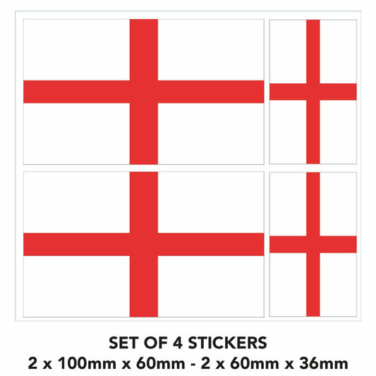 England Flag Sticker x 4 St George Self Adhesive for Car Van Truck laptop S44