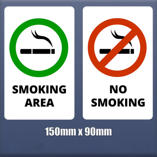 No Smoking / Smoking Area waterproof vinyl sign sticker x2 S129