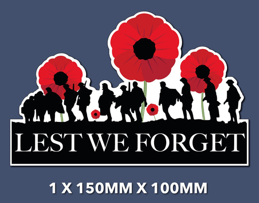 Lest We Forget Red Poppy Flower Remembrance Day Soldier Memorial Sticker S100