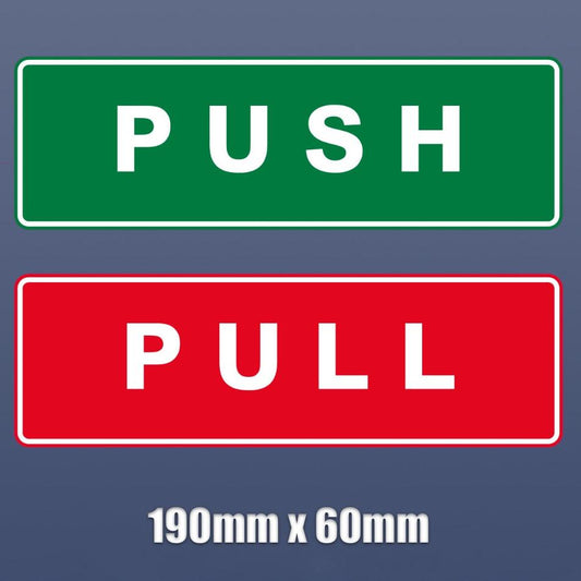 Sticker Push and Pull Door Window Vinyl Stickers set of Red and Green S32